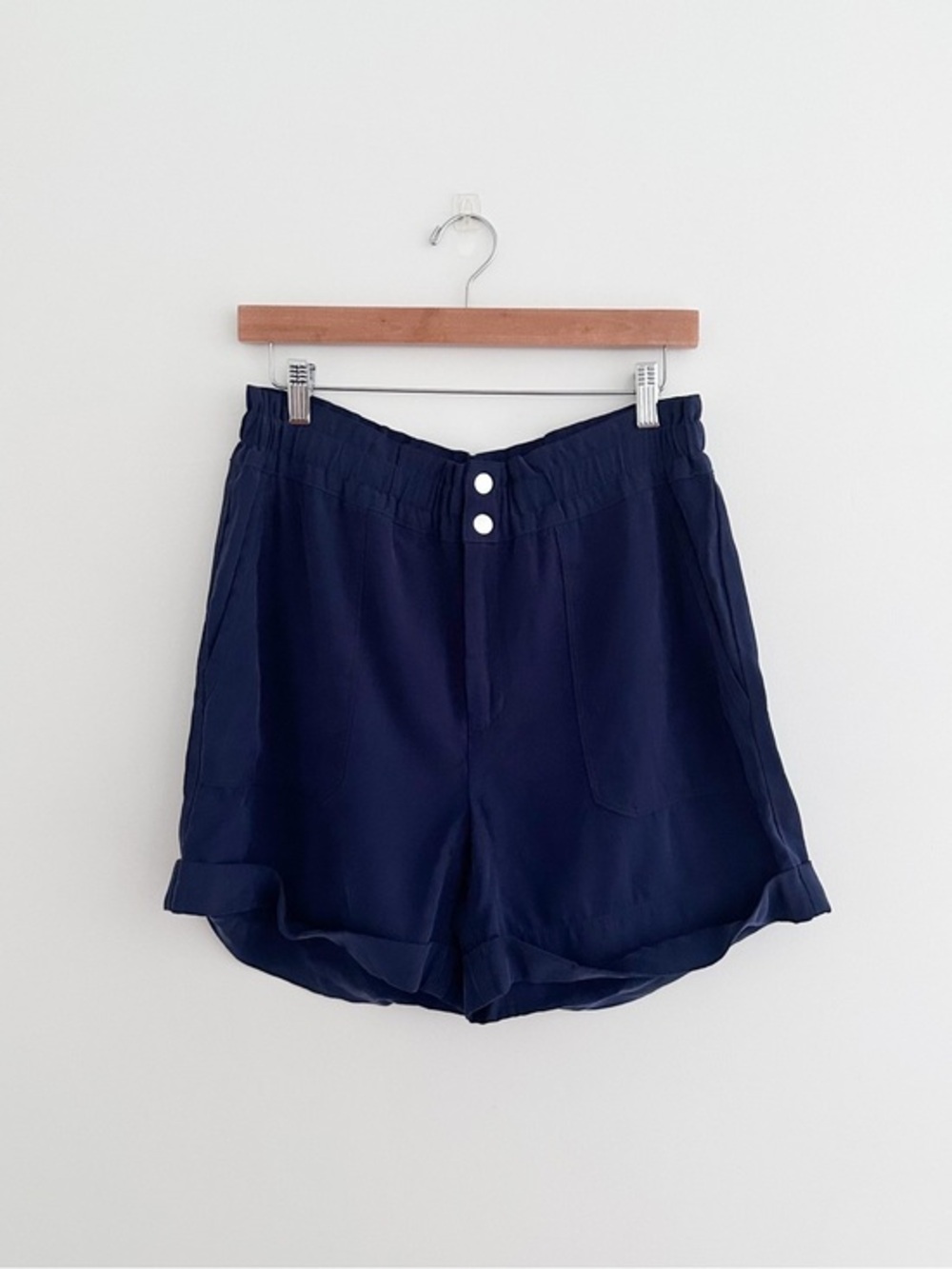INC International Concepts Navy Shorts Relaxed Paperbag Waist Utility Size 10